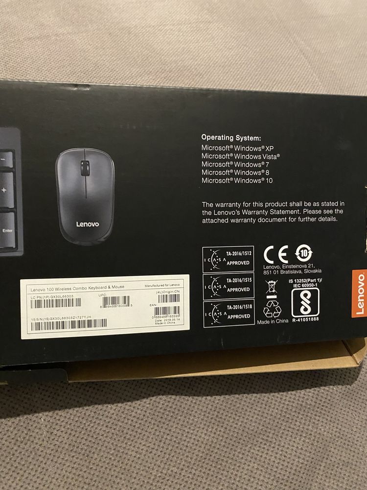 Lenovo 100 wireless combo klawiatura mysz bezprzewodowa
