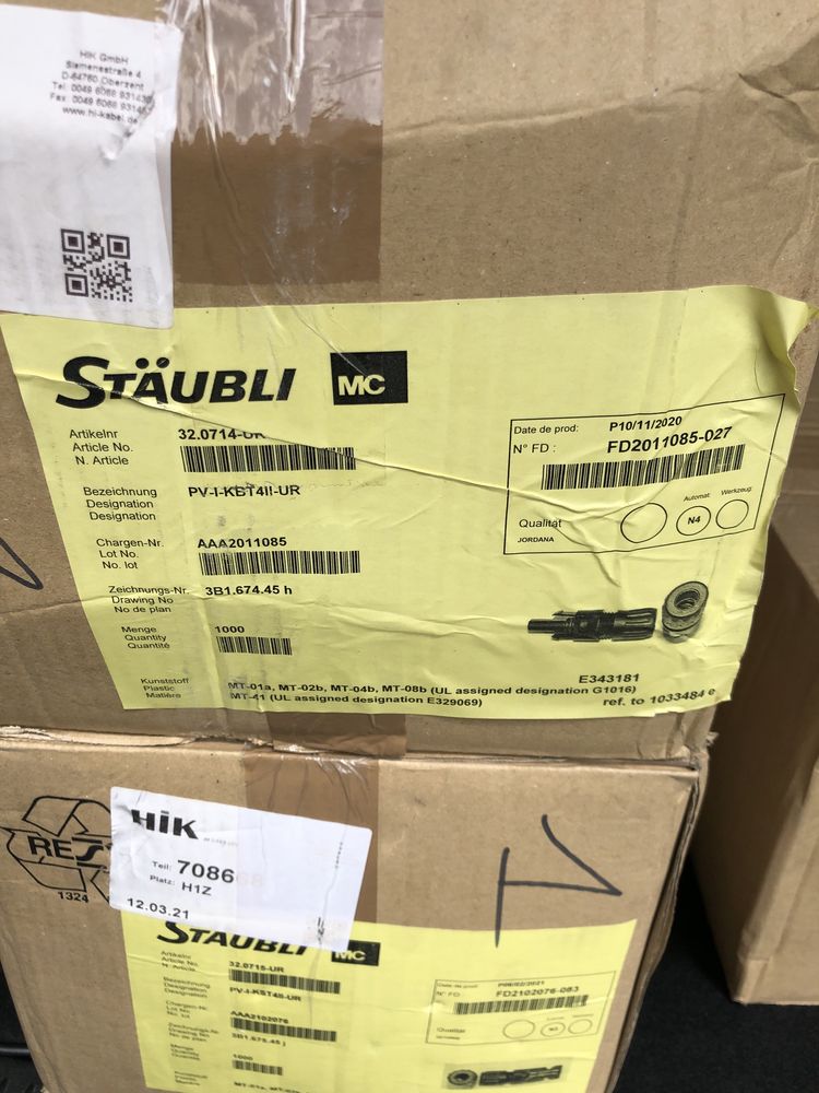 Конектор  для сонячних панелів mc4 для солнечных  станций staubli evo2