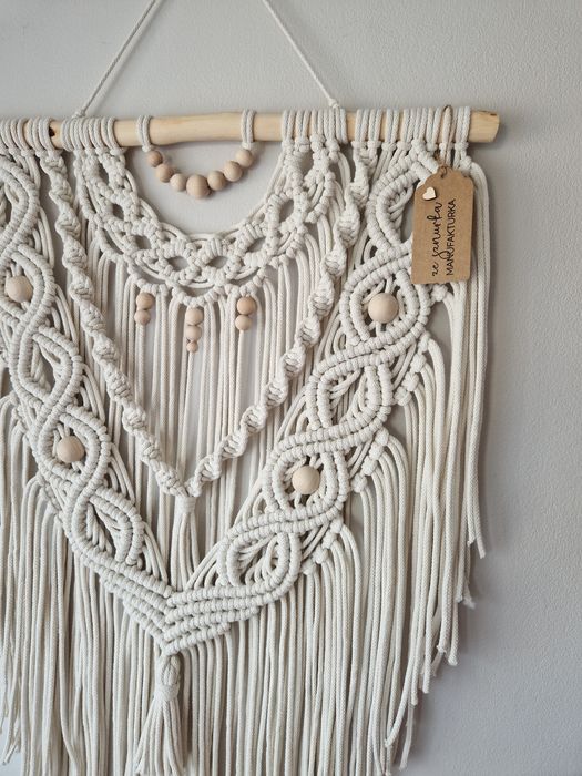 Duża makrama Diana rękodzieło boho ozdoba na ścianę do sypialni salonu