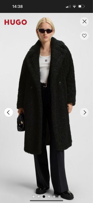 Пальто HUGO teddy оверсайз колір чорний