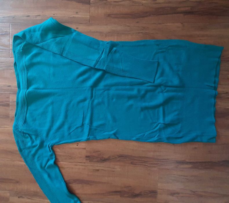 turkusowy długi cienki sweterek dinadaier rozmiar M/L stan bdb