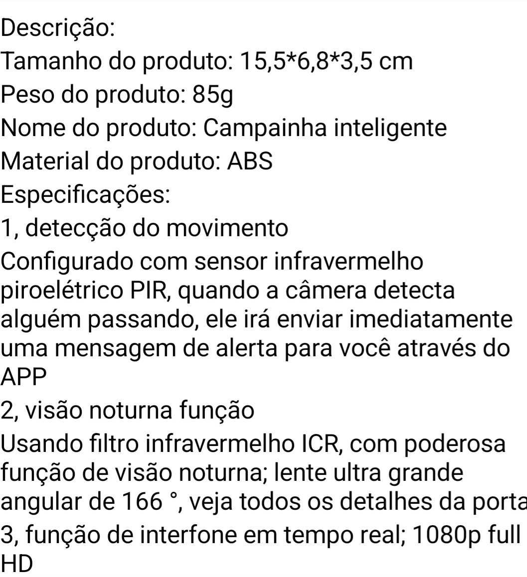 Campainha X9 wifi sem fio inteligente