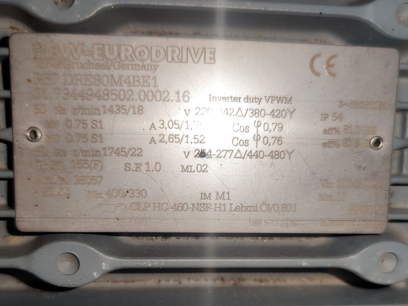 Motoreduktor 0,55 kW 0,75 kW 1,1 kW  80 obr 90 obr 120 RPM SEW NORD