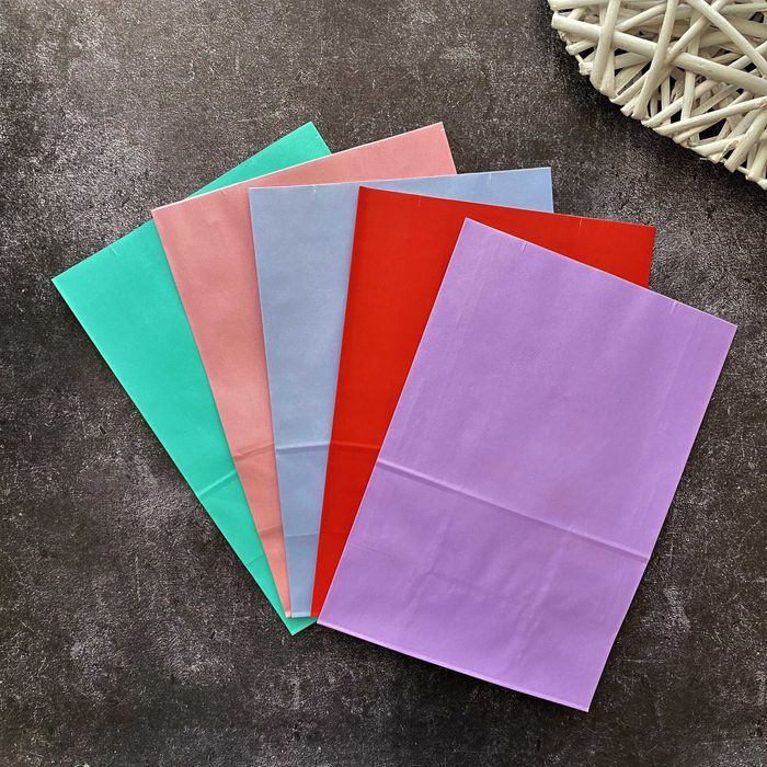 Паперові крафт пакети без ручок - коричневі, білі, кольорові