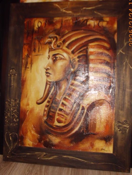 obraz olejny na płótnie Tutanchamon duży dlugość 86cm.szer