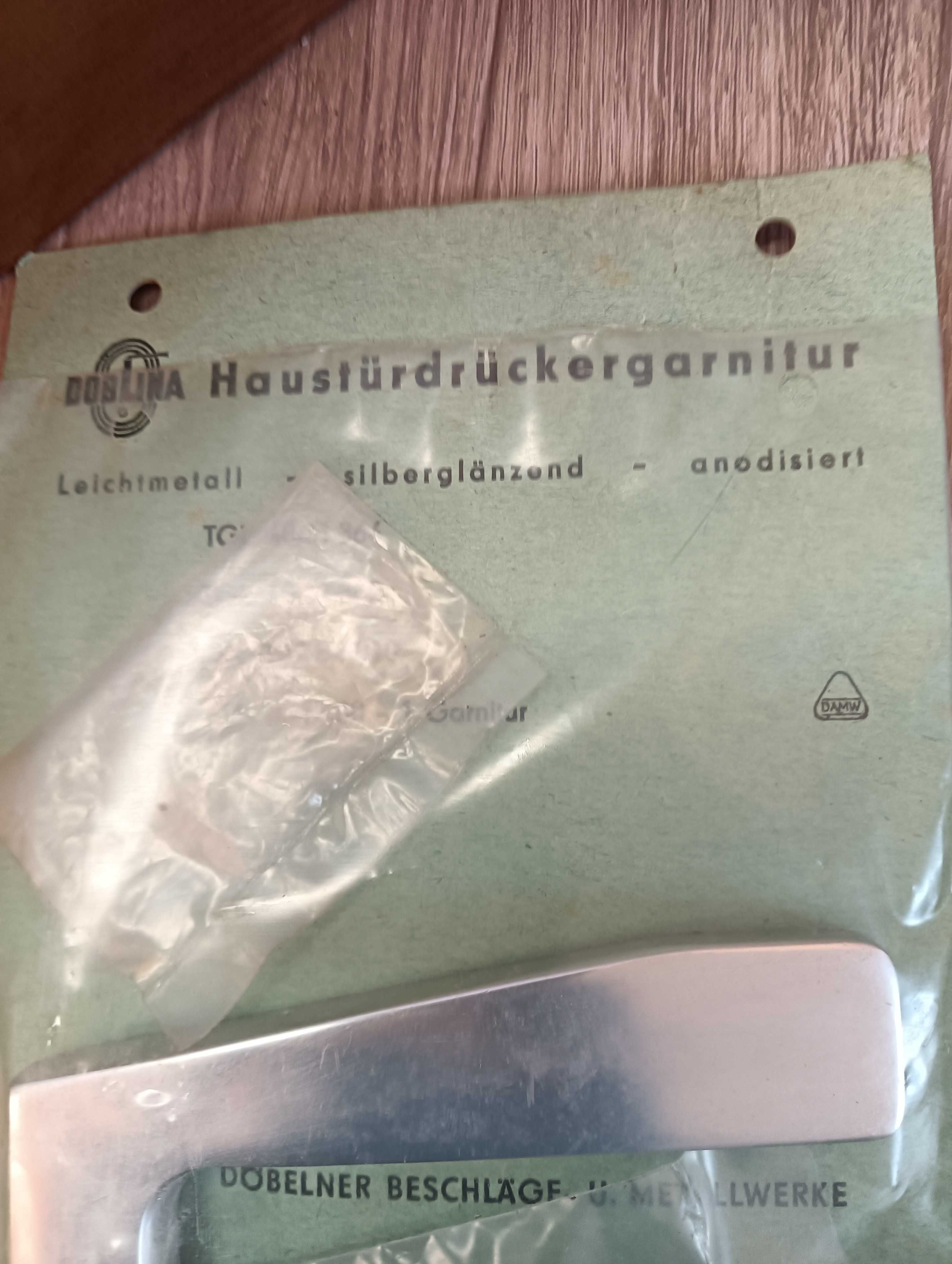 Klamka do drzwi z szyldem metalowa stara zestaw 2szt