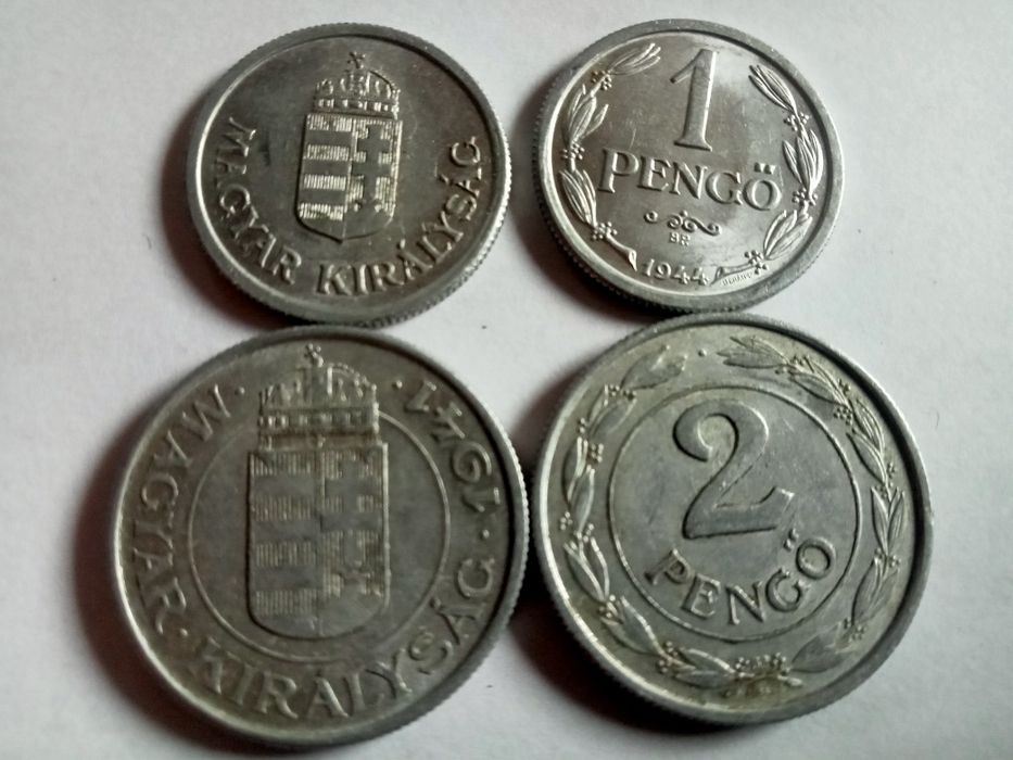Monety Węgierskie z okresu 2wś 1 i 2 Pengo z lat 1941-44 , 123szt.