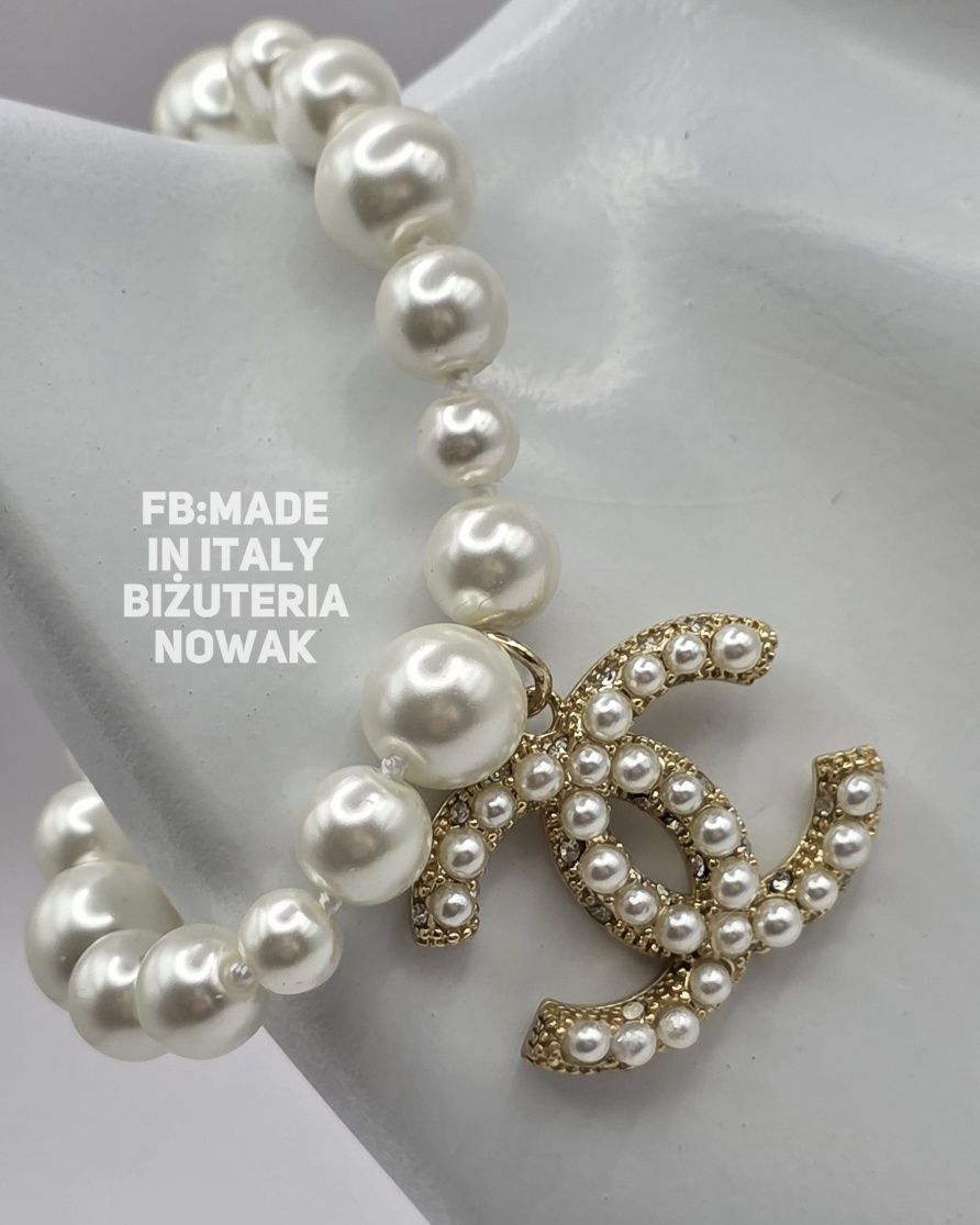 Naszyjnik choker cc sztuczne perły chanel