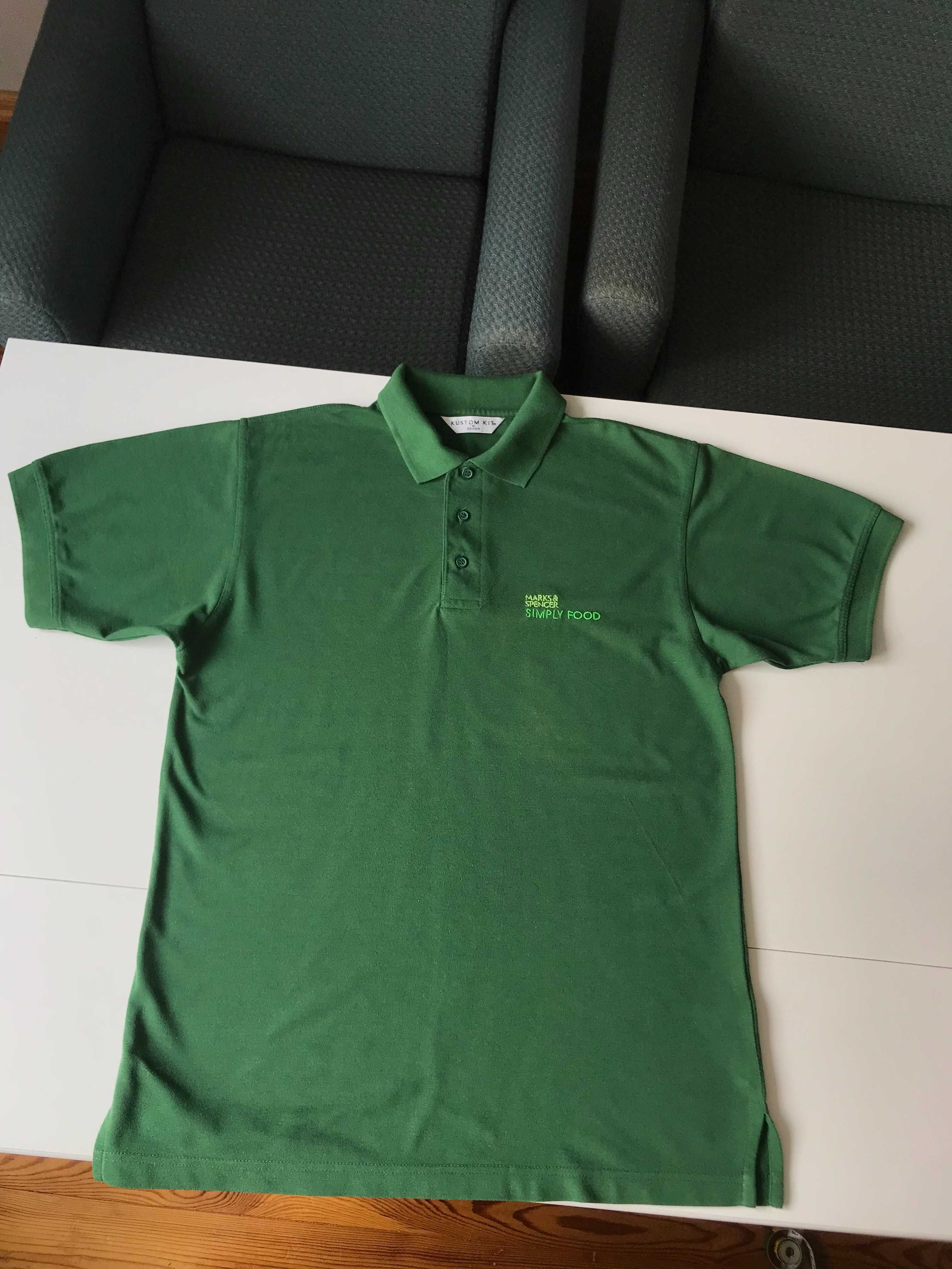 Marks&Spencer vintage koszulka polo zielona na krótki rękaw M L  M&S