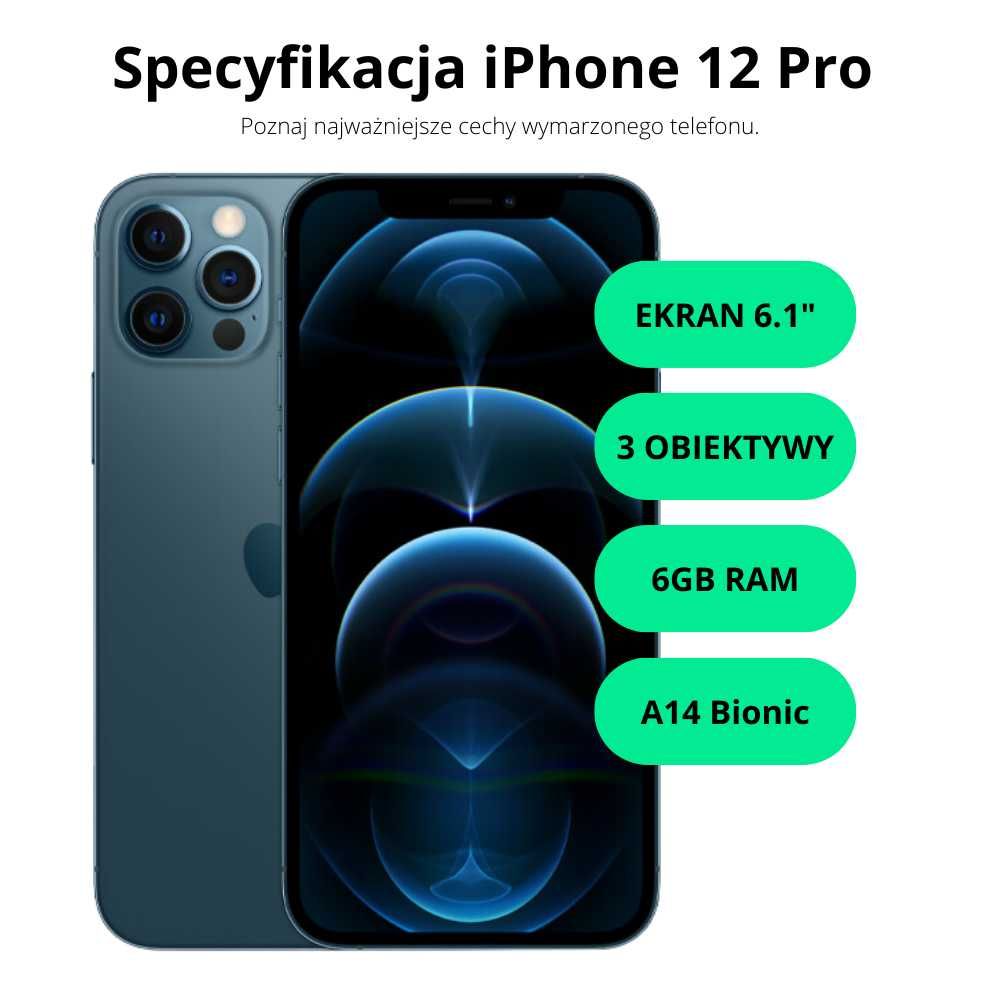 OKAZJA iPhone 12 Pro 128GB Pacific Blue / Gwarancja / Raty / Kraków