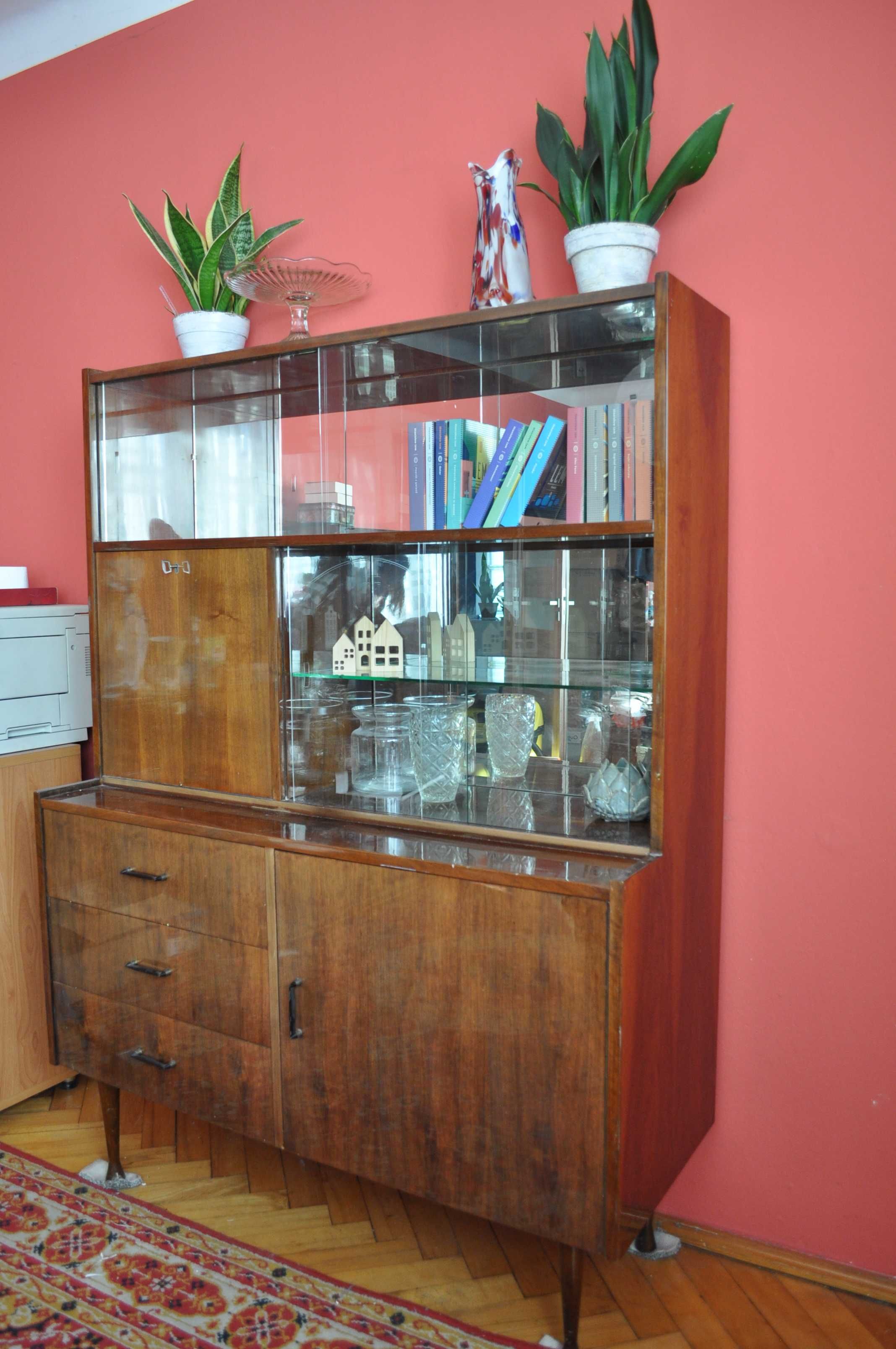 3 Meble prl biblioteczka regał kredens wysoki połysk