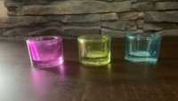 Świecznik szklany okrągły kolorowy 1szt 48tknd