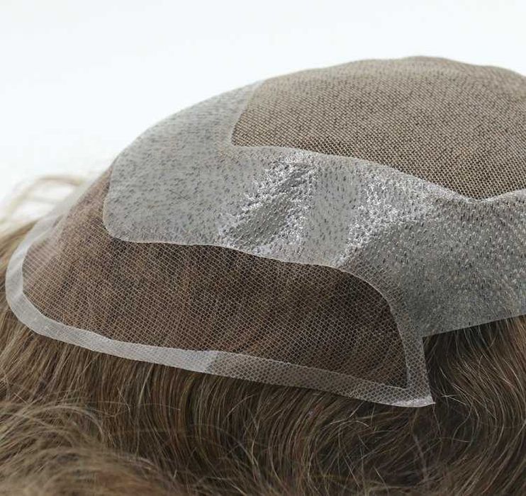 Męski topper, szwajcarski tiul + PU