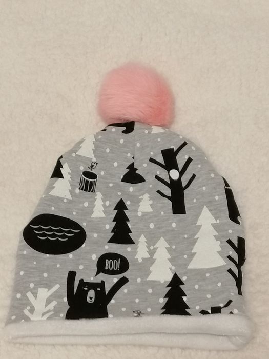 Czapka zimowa z pomponem Handmade 2-3 lata obwód 46-47 cm każdy rozmia