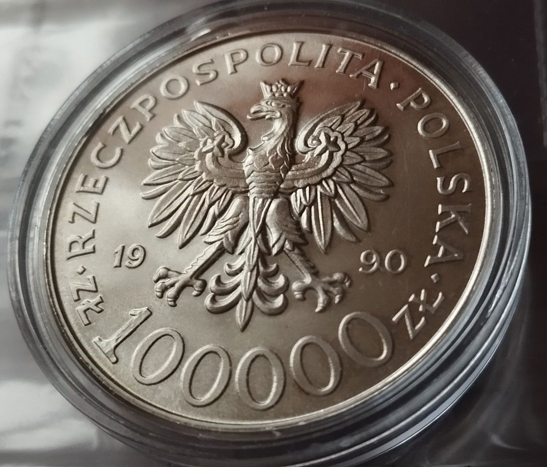 Srebro! 100 000 zł Solidarność 1990 typ A