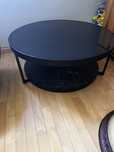 FRÖTORP Stolik kawowy, antracyt imitacja marmuru/czarny szkło, 88 cm