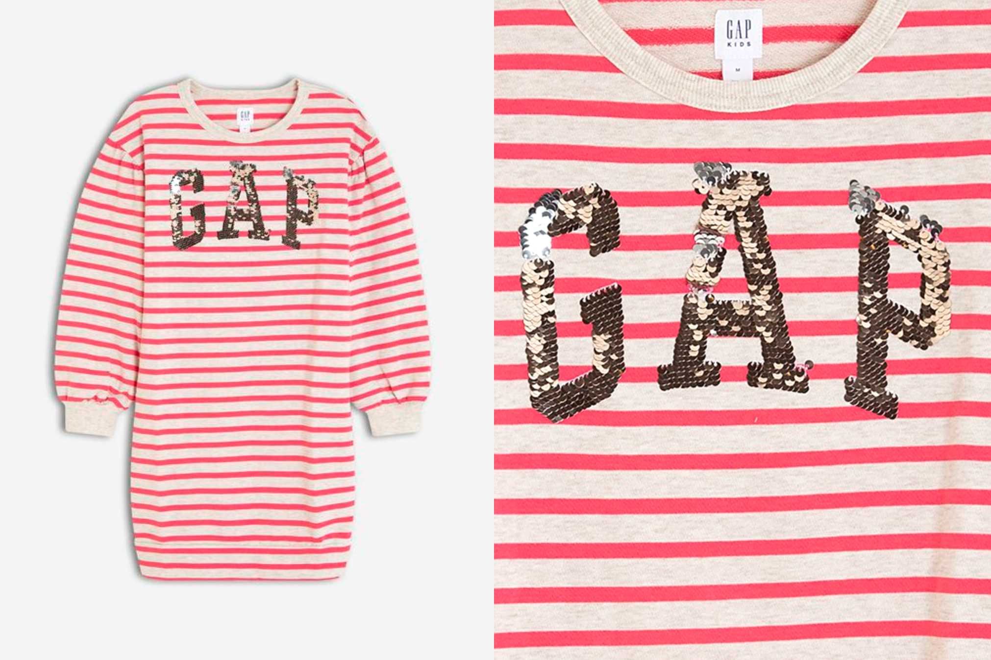 Sale! GAP sukienka jak długa bluza cekiny neon 12 13 lat