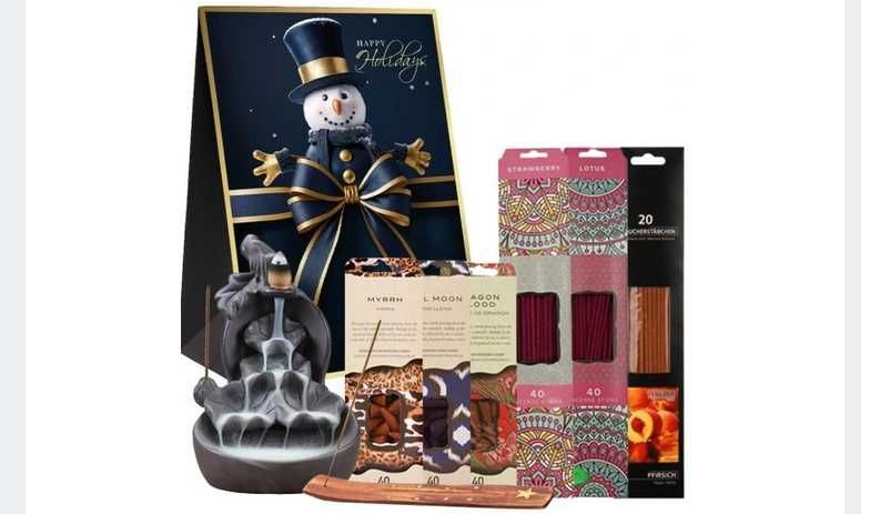 Kosz Prezentowy Świąteczny Zapach do Domu Patyczki Kadzidła Kominek