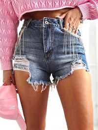 Spodenki damskie jeansowe z cyrkoniami  s m  xl