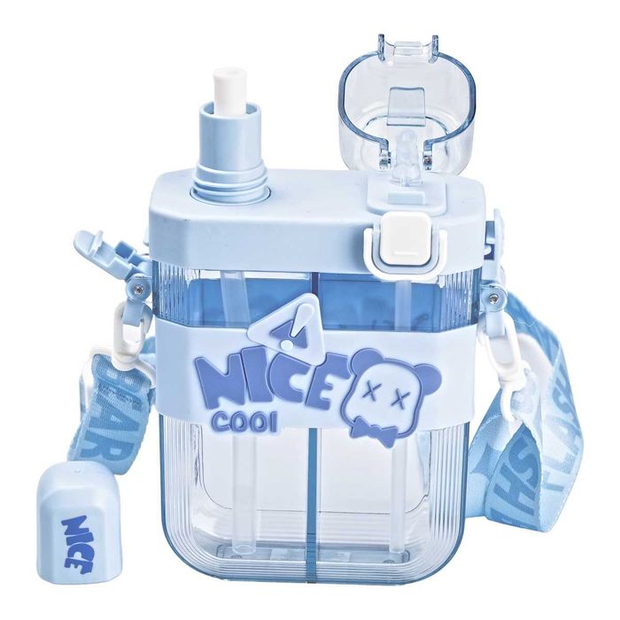 Пляшка для води подвійна Nice 620 мл з трубочкою та мундштуком