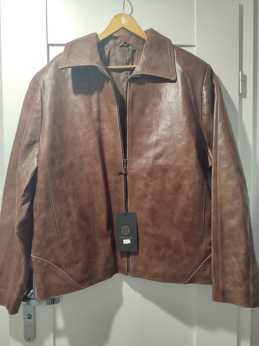 Skórzana brązowa kurtka męska