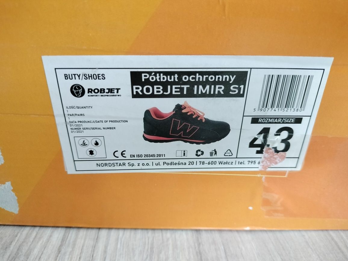 Obuwie ochronne półbuty robocze skórzane z podnóżkiem Robjet IMIR S1 r