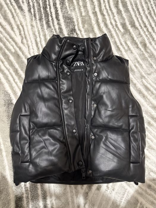 Жилетка Zara зара кожаная жилетка