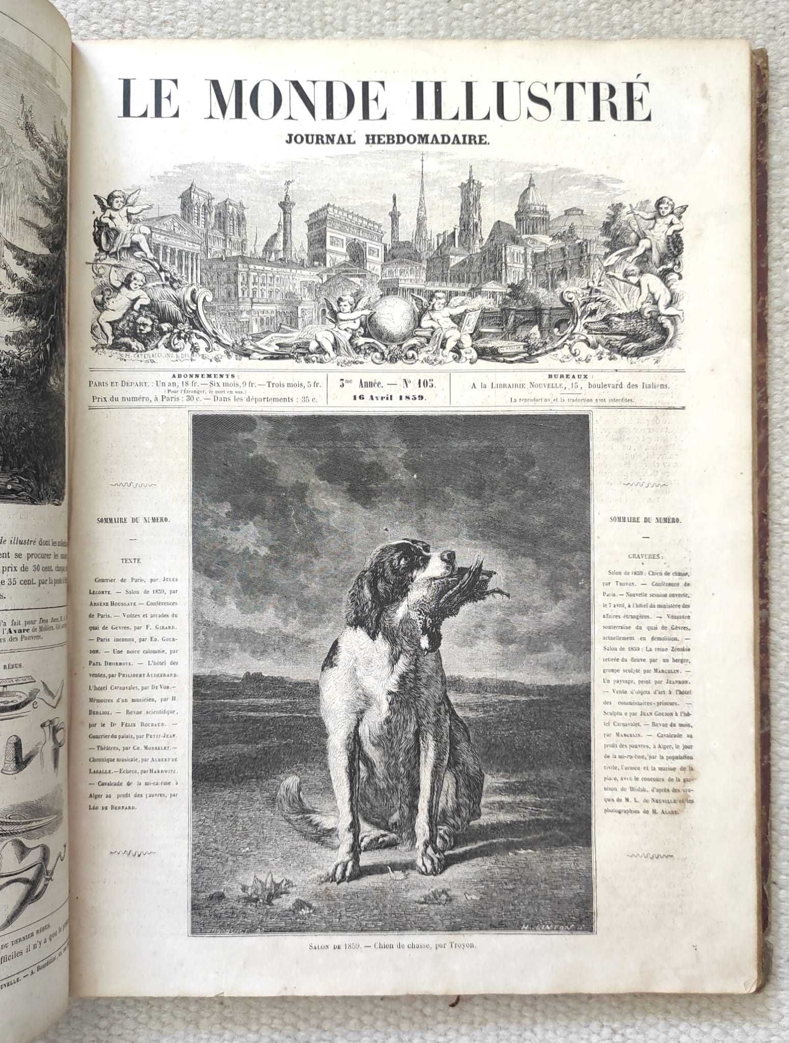 Jornal Le Monde Illustré, de 1859: números 90 a 115, encadernados