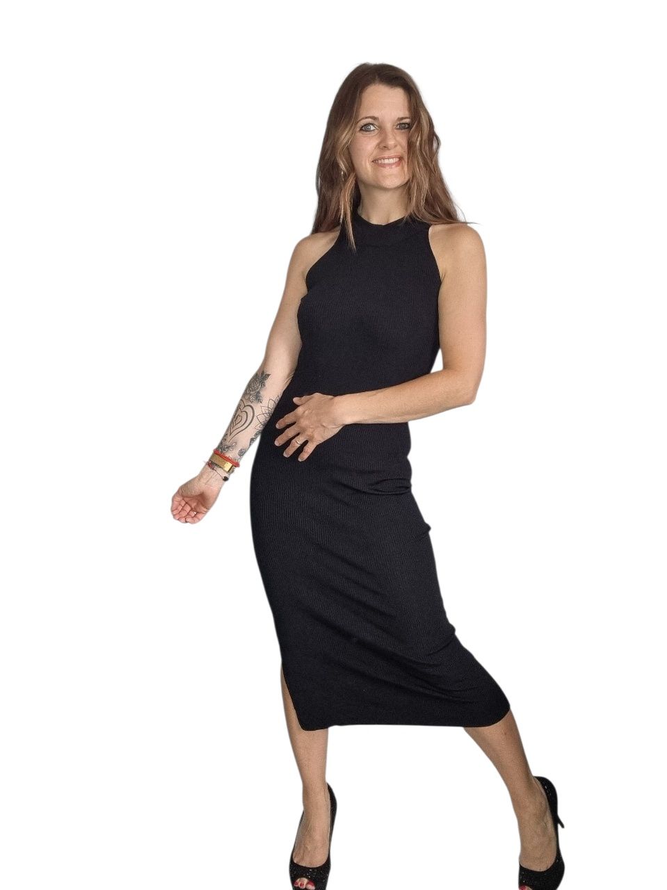 Długa prążkowana sukienka Massimo Dutti Rozmiar xs/s 34/36