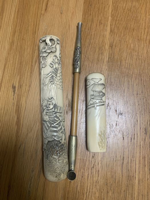 Japońska fajka do opium z kosci jelenia