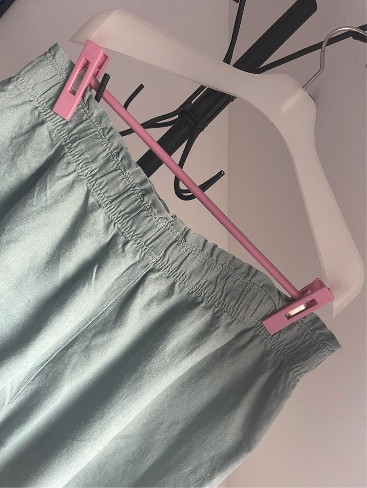 Zielone khaki spodenki na gumie len+wiskoza Papaya r.46