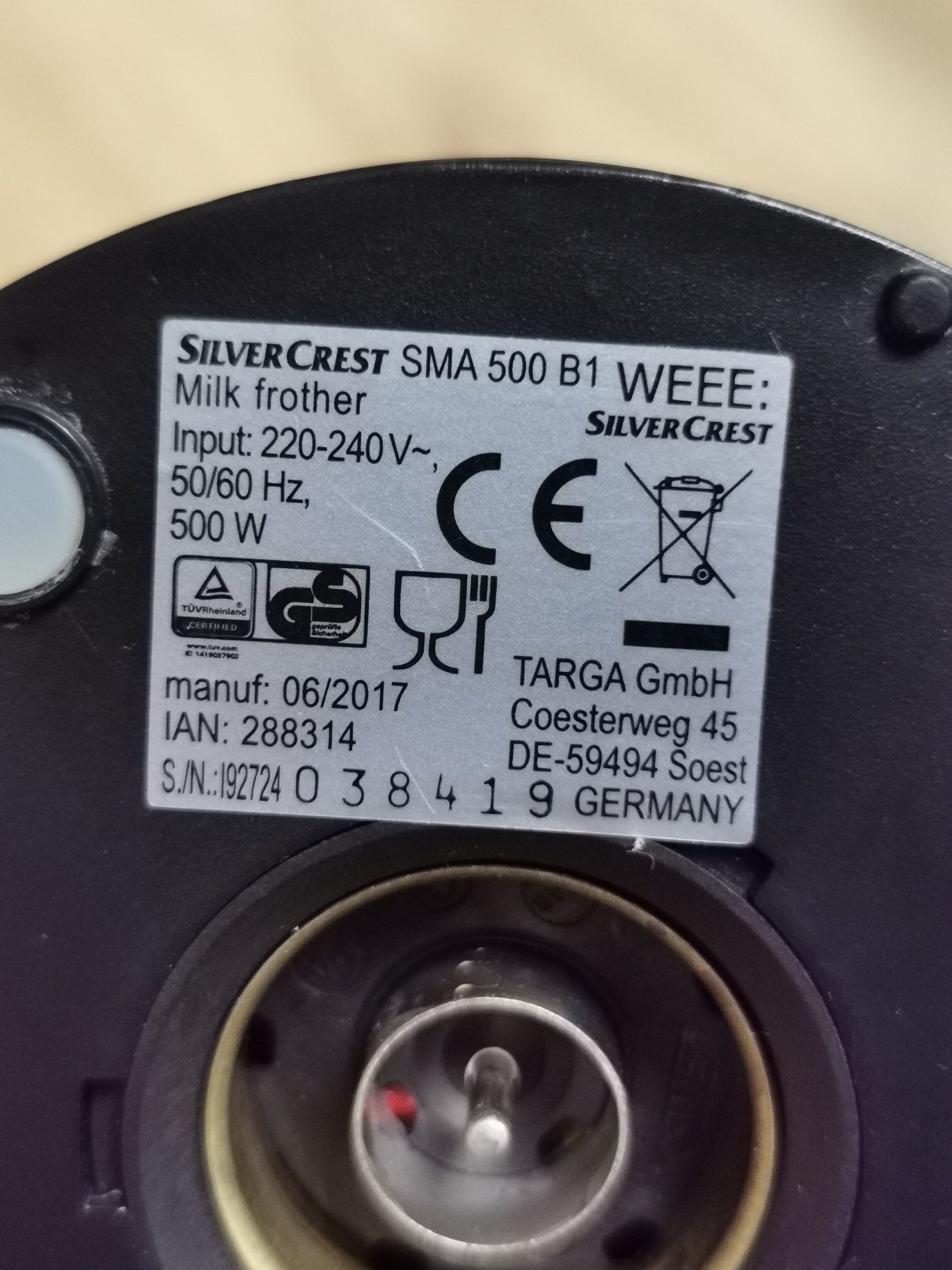 SILVERCREST  Spieniacz do mleka  podgrzewany SMA 500 B1