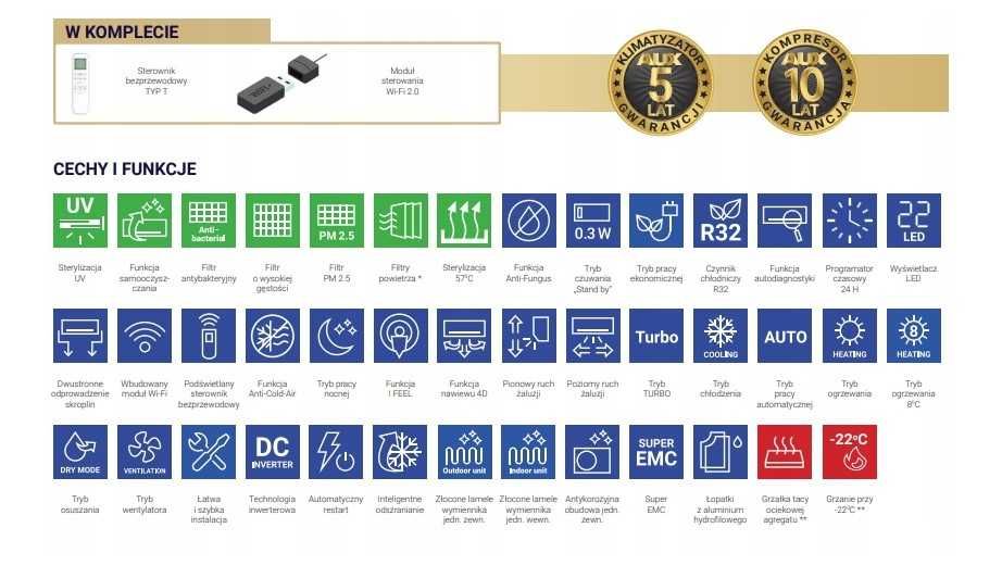 Klimatyzator  AUX Q-SMART 3.5 kW AUX   Grzanie!!  Promocja!