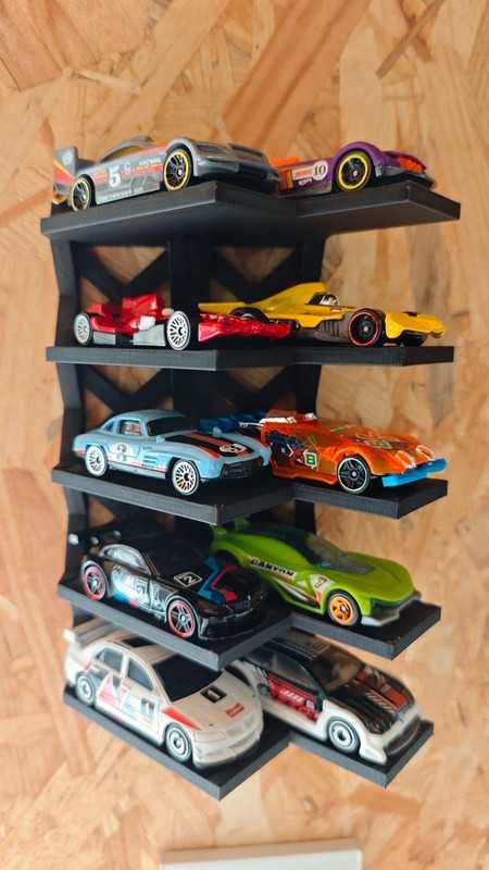 Expositor de parede para 10 carros tipo Hot Wheels 1/64