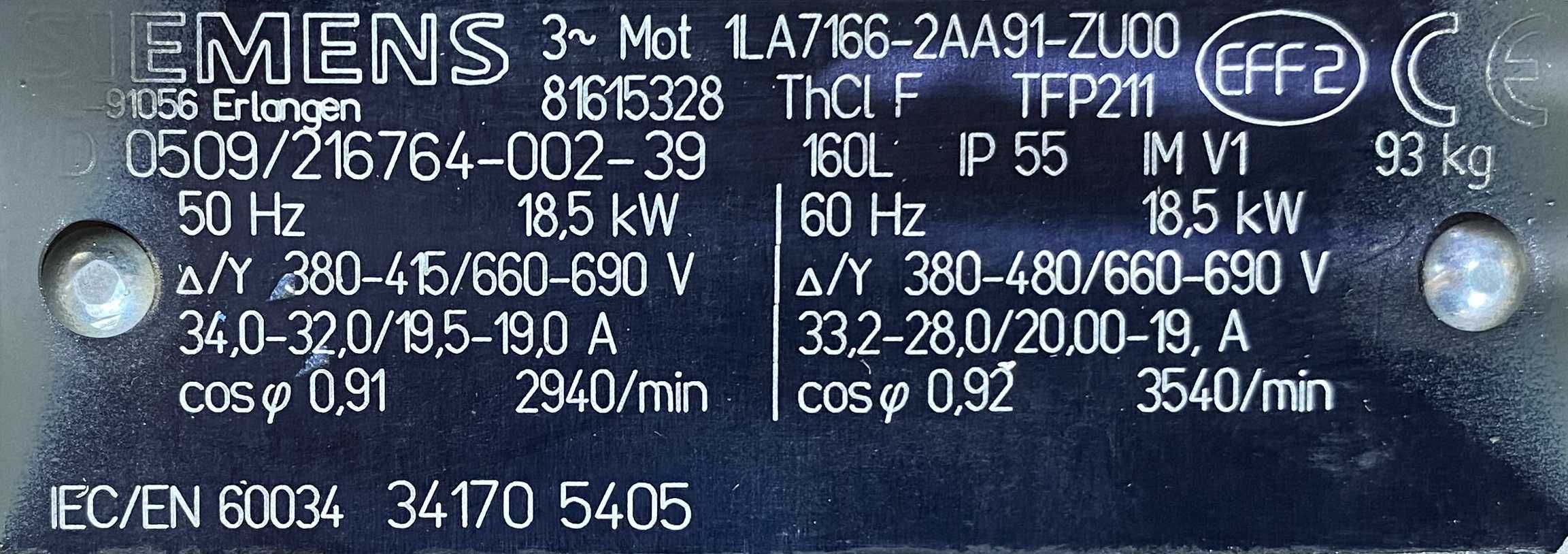 silnik elektryczny 18,5kW 2940obr. 3fazowy SIEMENS