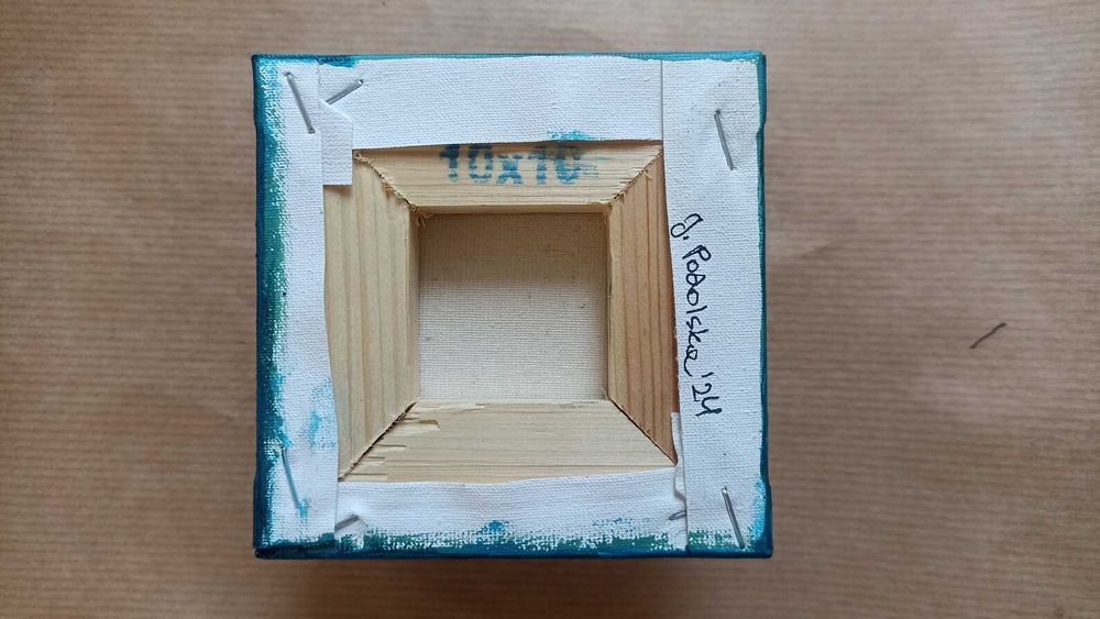 Krowa, obrazek ręcznie malowany 10x10cm