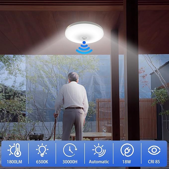 Lampa sufitowa ACMHNC LED z czujnikiem ruchu 18W, 6000K, IP45