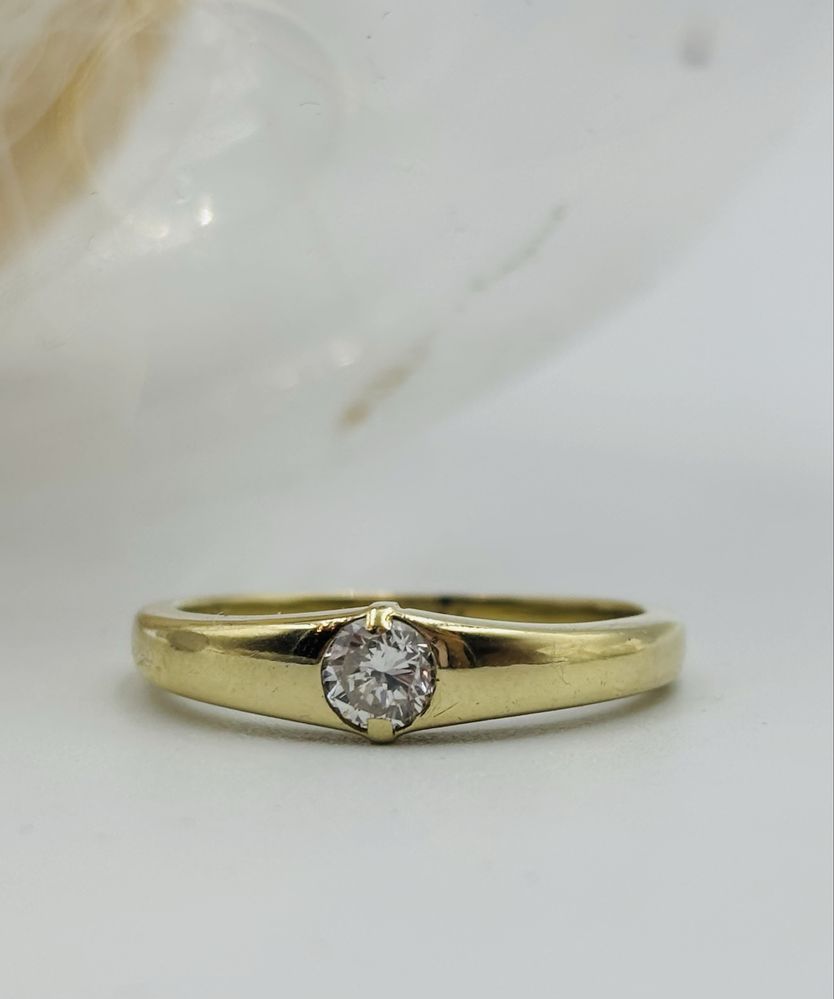Pierścionek Złoty z Brylantem 585/14k 0.32ct roz20 Certyfikat