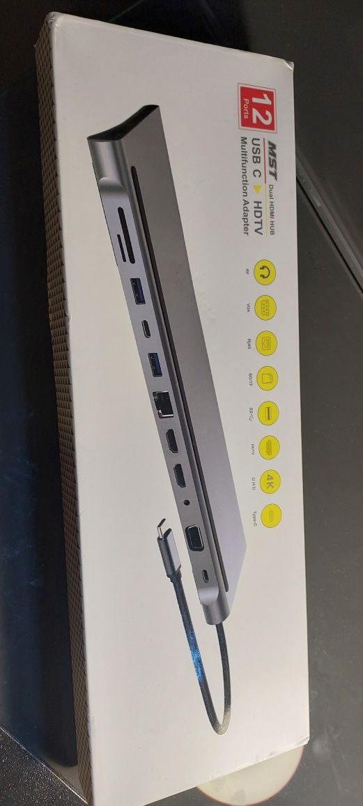 Adaptador MST-USB C Docking station, 12 em 1