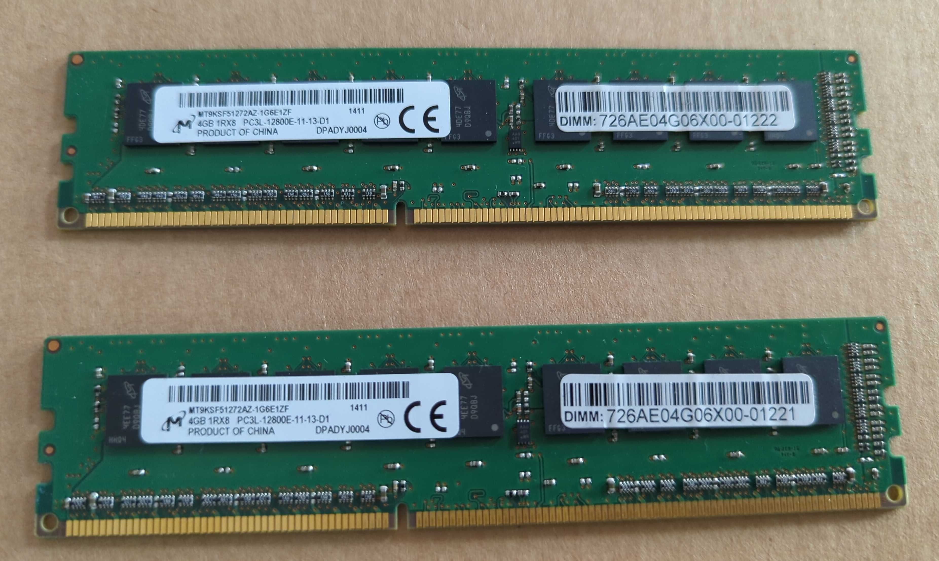 Pamięć RAM ECC PC3L-12800E 4GB oraz 2GB oraz DDR3 8GB 1600