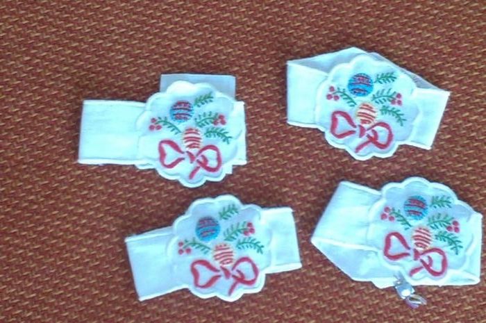 Argolas Guardanapos motivos Natal Bordado Madeira