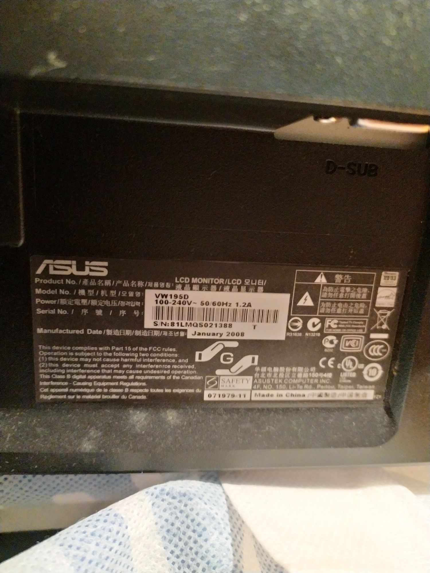 Monitor Asus 19 cali