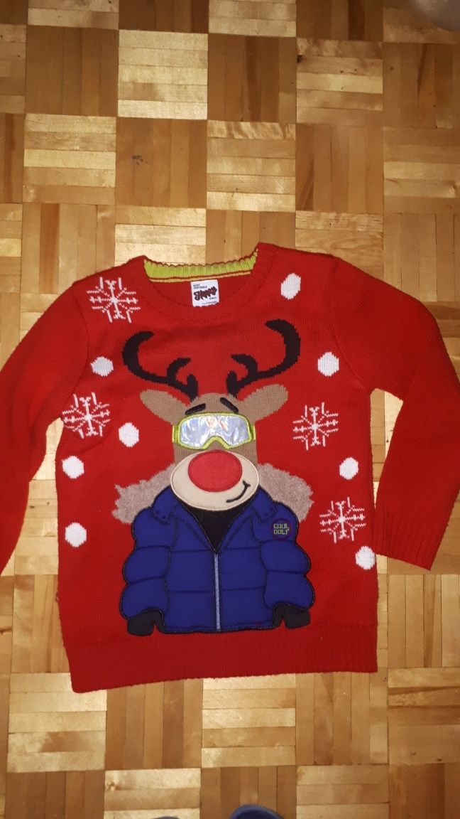 Sweter z motywem świątecznym rozm 128cm