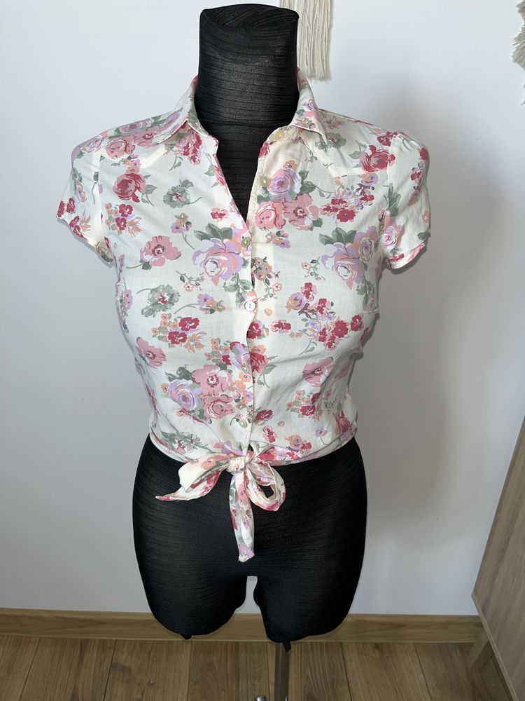 Bluzka koszula w kwiaty pin up S