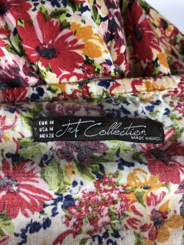 letni kombinezon damski Fit Collection z printem w kwiaty na ramiaczka