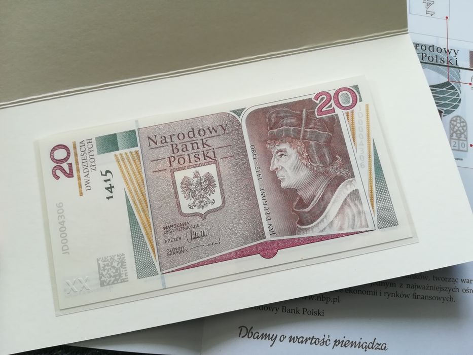 Banknot kolekcjonerski NBP - 20 zł - Jan Długosz - NISKI NUMER!