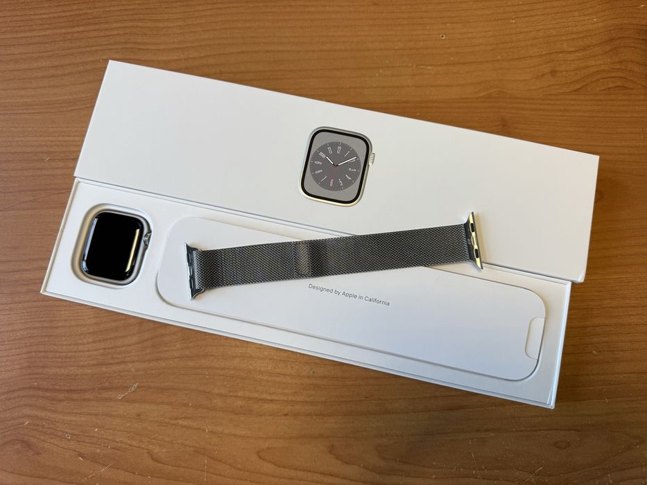 Apple Watch Series 8 41MM Cellular Silver SS Case with Milanese Loop