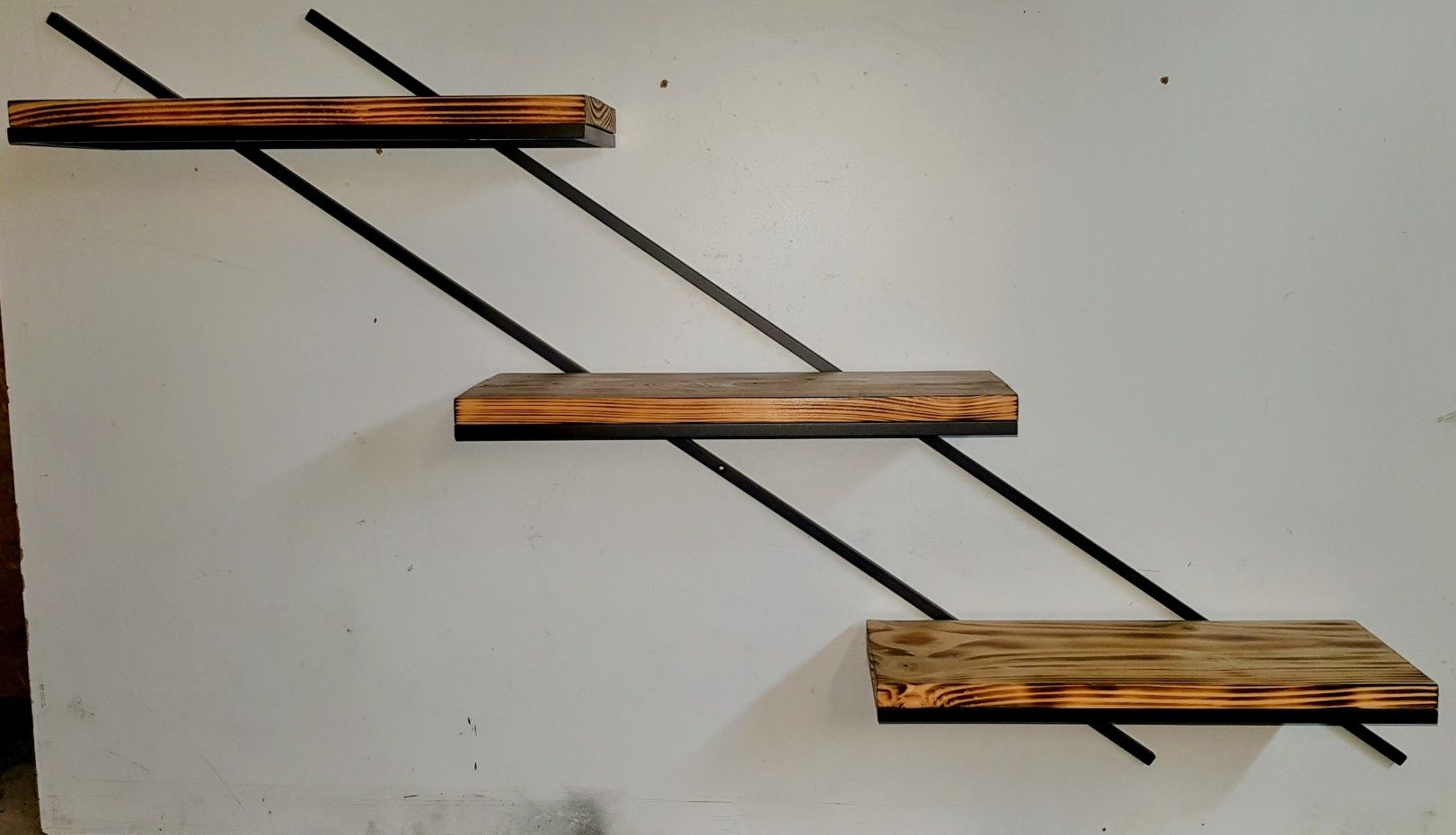 Duża półka metal drewno