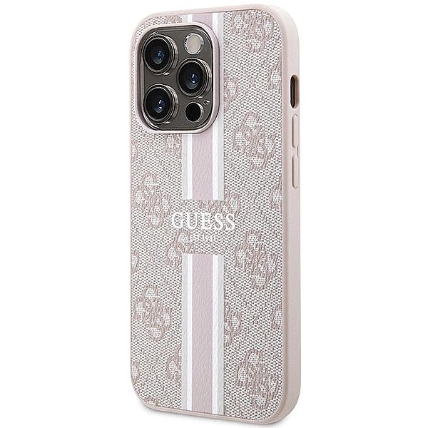Etui Guess 4G Printed Stripes MagSafe na iPhone 15 Pro Max - różowe