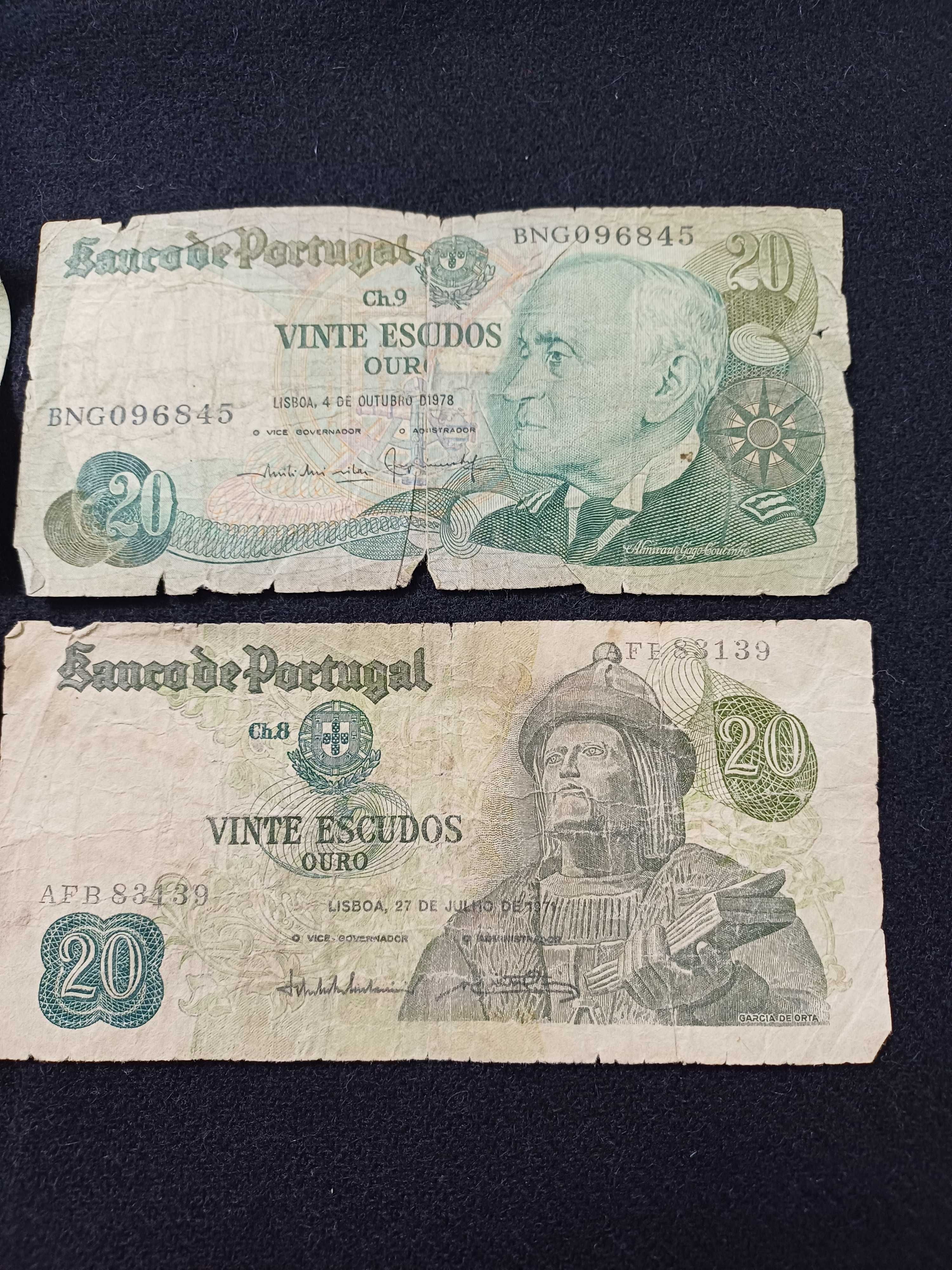 Notas de 20 escudos 4 unidades